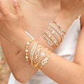 Bridal Wedding Engagement Bride Copper Gold Plated Zircon Beads Paved Hand Bangle Bracelet Jewelry