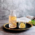 Reihey 500ML Wide Mouth Borosilicate Glass Jug Set Bamboo Lids Cups Eco-Friendly Transparent Clear Mouth Blown Contemporary