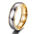 POYA Wholesale Two Tones Tungsten Ring Gold Line Rose Gold 4mm 6mm Matching Wedding Band for Men Women