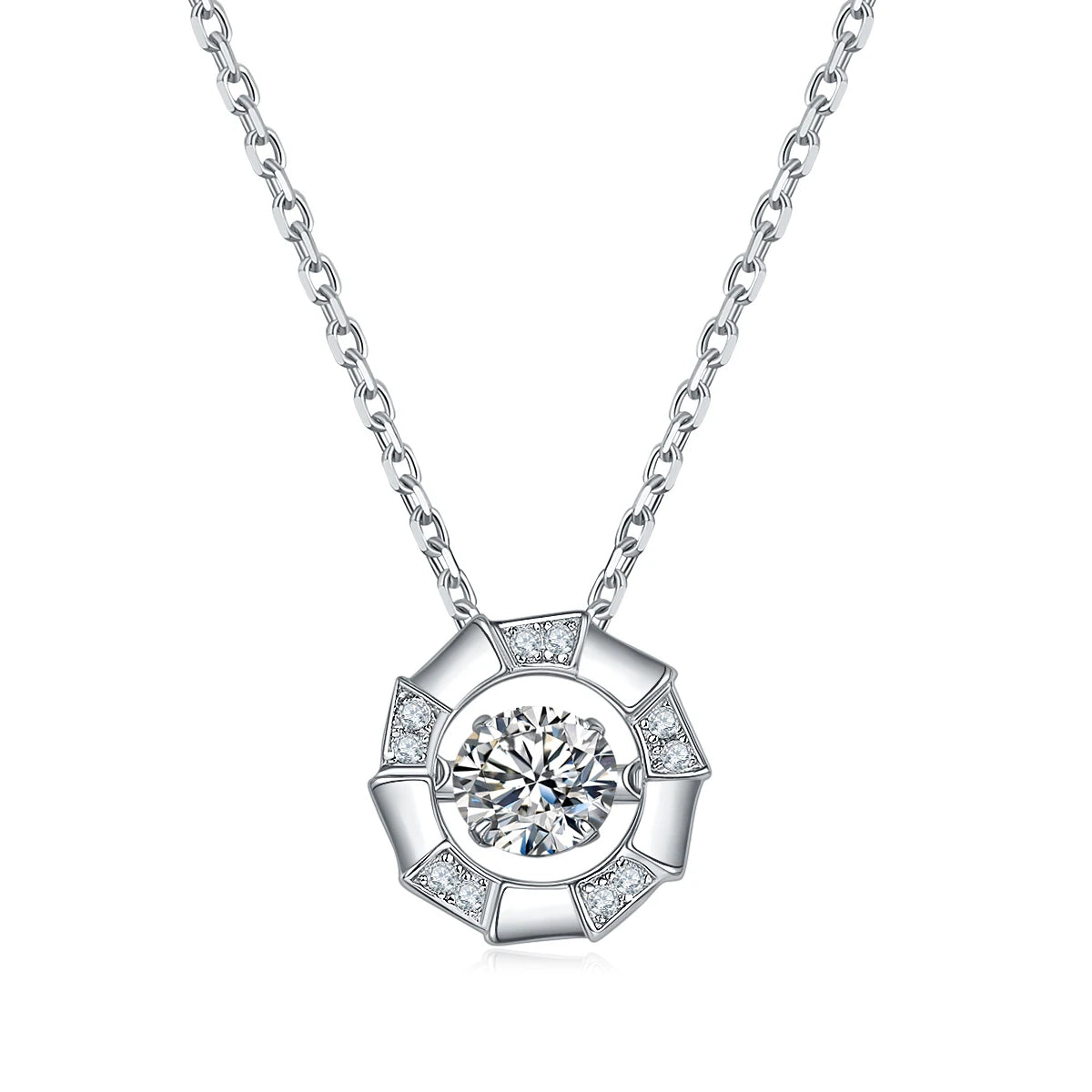 Custom Fine Jewelry Women Silver Necklace 925 Sterling Diamond 0.5CT Moissanite Pendant Necklace