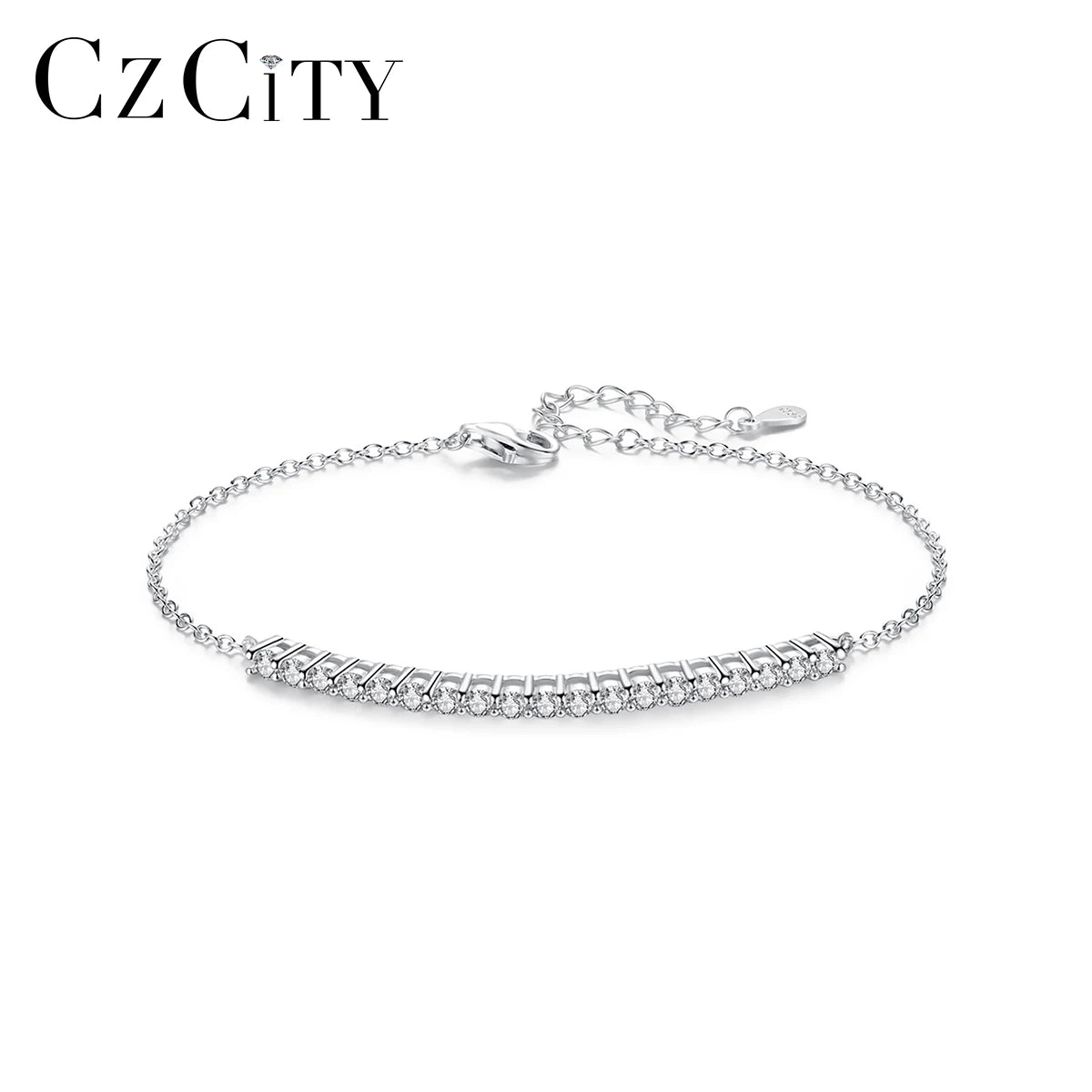 CZCITY Sterling Silver Diamond Wholesale Wedding Jewelry Gra 925 Chain Charm Woman Moissanite Tennis Bracelet