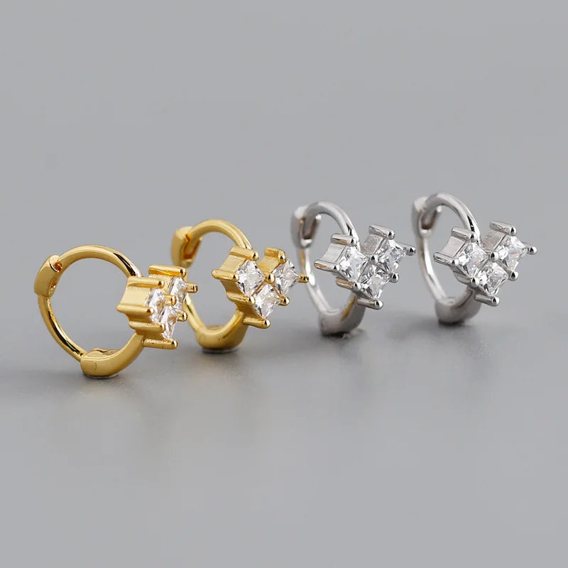 Latest Korean Huggie Earrings Single Hanging 14k Gold Plated Hoop Zirconia Earrings