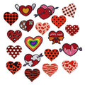 hot sale iron on red color cupid arrow rainbow checkered dot heart patches embroidery for clothing