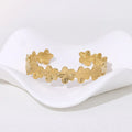 Beimai OEM Anillos Flower Titanium Steel Bracelet Niche Design 18K Gold Non-fading Open Stainless Steel Ladies Bangle
