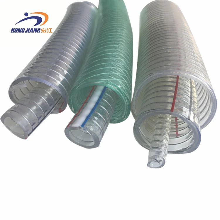 Flexible Clear PVC Steel Wire Hose Transparent Pvc Spiral Hose 1inch 2 3 4 6 8 10 12inch Steel Wire Reinforced Pvc Spring Pipe