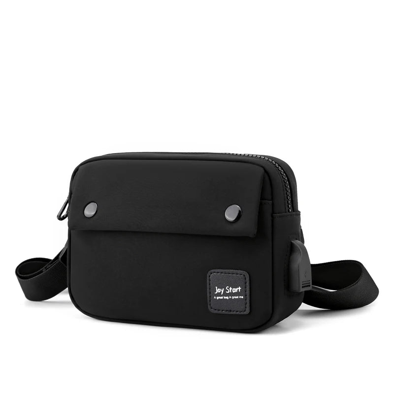 Fast Delivery New Fashion Males Black Nylon Mini Messenger Bag Men High Quality Nylon Crossbody Chest Sling Belt Bag With USB