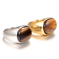Wholesale Retro Jewelry Fashion Gemstone Custom Men's Jewelry Stainless Steel Rings Gemstone Class Oval Tiger Eye Rings for Men