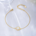Fine 925 Silver Oval Natural White Shell Bracelet for Women 18KGold Plated 925 Sterling Silver Link Chain Bracelet Jewelry