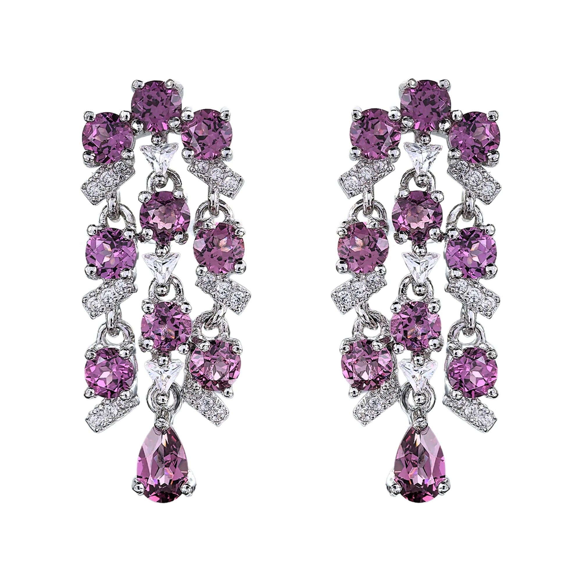 Glittering Rhodium Plated 925 Silver Jewelry Natural Pyrope Drop Earrings for Women Fine Jewelry Earrings