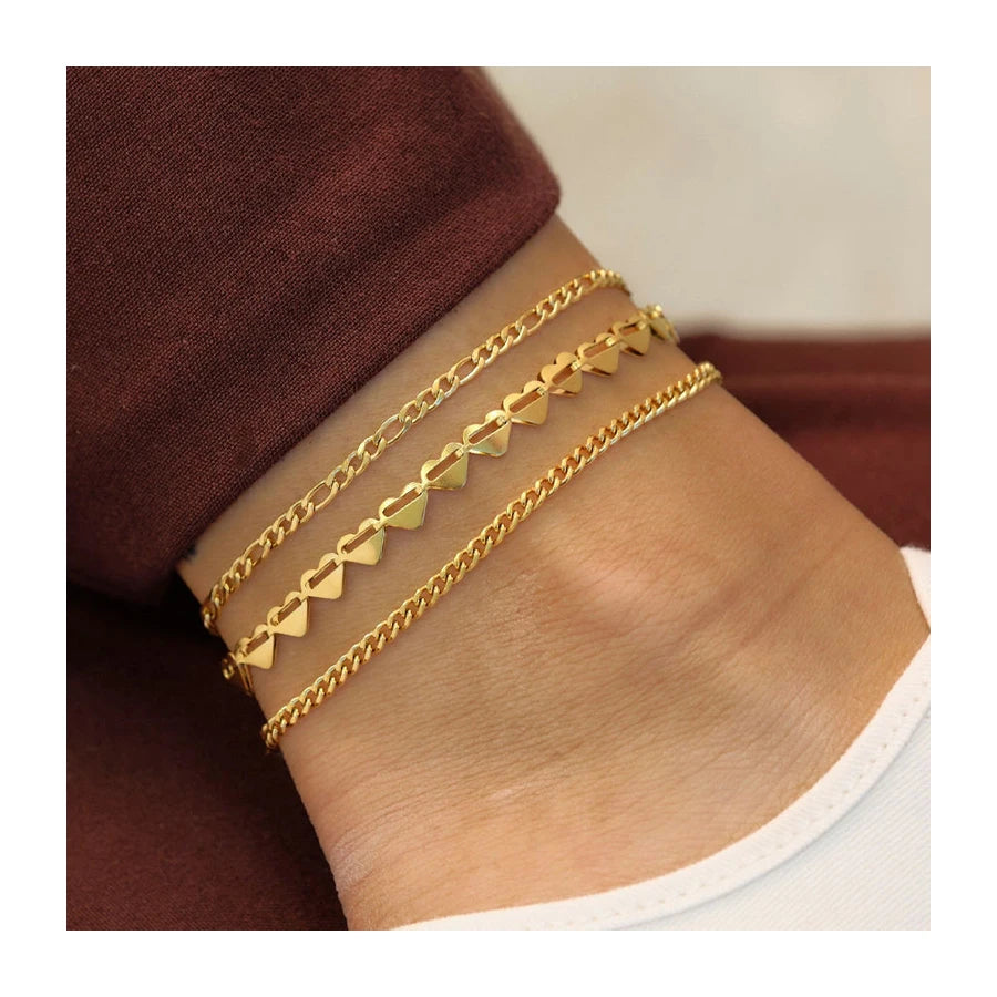 Fashion Jewelry Women Tarnish Free Gold Plated Stainless Steel Anklet Hollow Out Heart Shape Leg Chain Anklets for Women