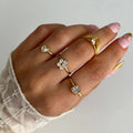 Luxury Fashion Anillo Wholesale Women'S Opening Flower Ring Trendy Zircon Stainless Steel Gold Plated Adjustable Rings for Women