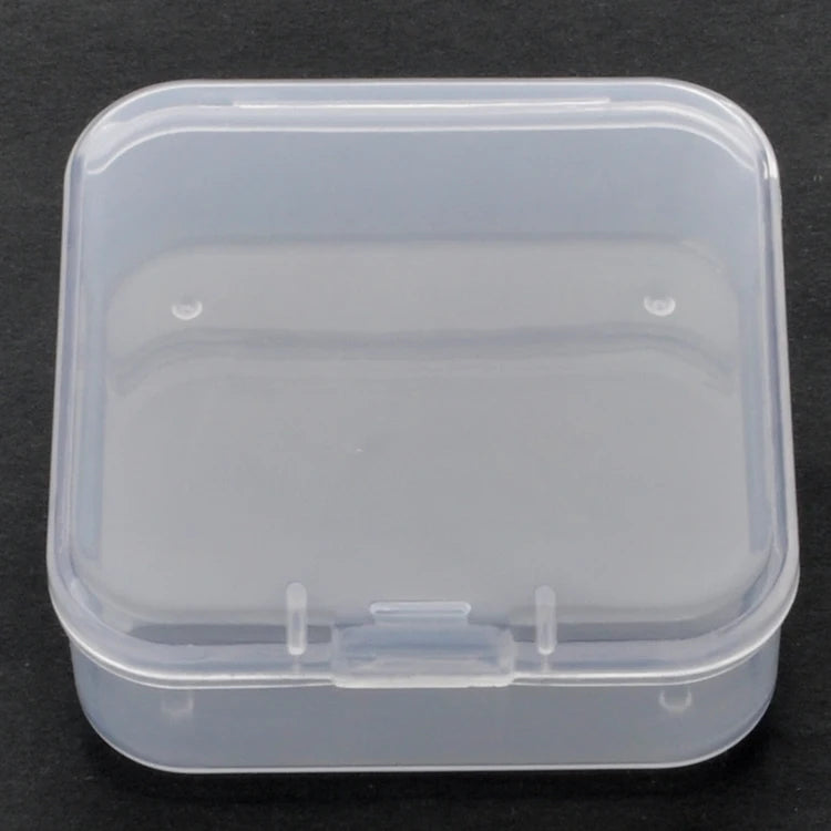 Square Empty Mini Clear Plastic Organizer Storage Box Containers with Hinged Lids for Small Items and Other Craft Projects