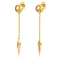 Fashion Long Link Pointed Cone Earrings EMER 2021 New Design Iced Out Jewelry Gold White Gold Plated Earrings