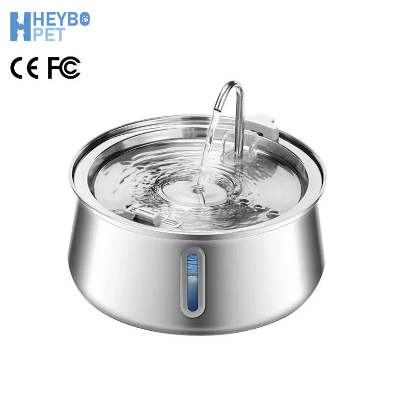 4L Large Capacity Automatic Cycle Replaceable Filtration Intelligent Ultra-Quiet Pump Stainless Steel Water Dispenser for Dogs