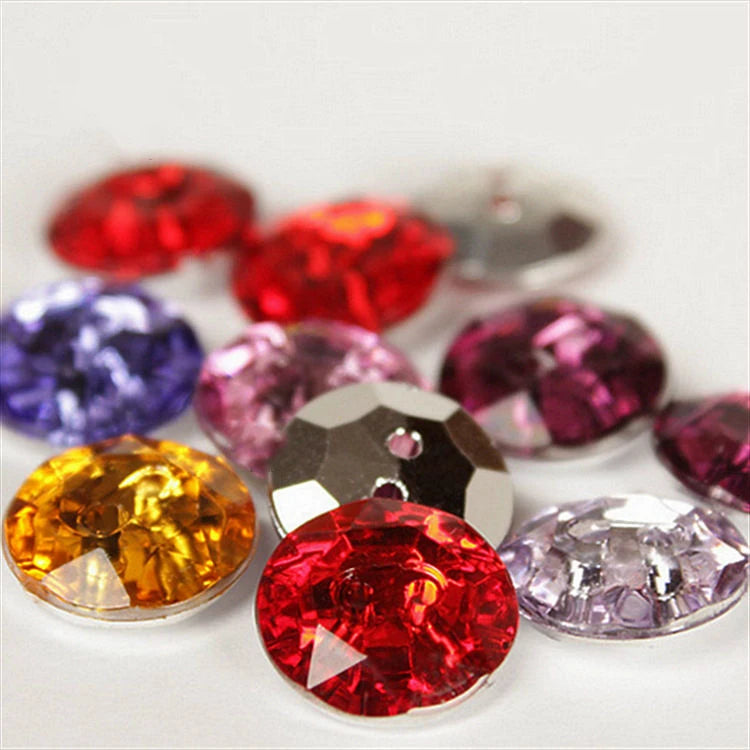 Custom Clear Crystal Buttons Round Acrylic With Diamond Rhinestone Gemstone for Clothes Decoration Engraved Logo Use