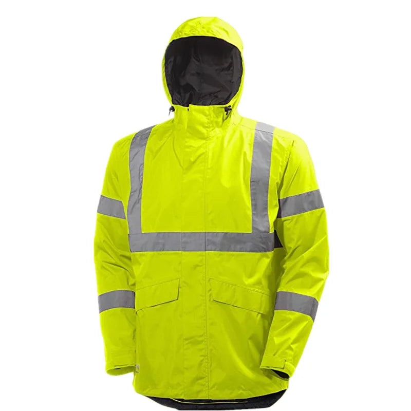 Excellent Quality Outdoor PVC Polyester 100% Waterproof Windproof Fluorescent Green 0.19mm Thick Men's Raincoat