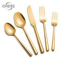 Western Contemporary Golden Stainless Steel Knife Fork Durable Customized Cutlery Flatware CE Certified for