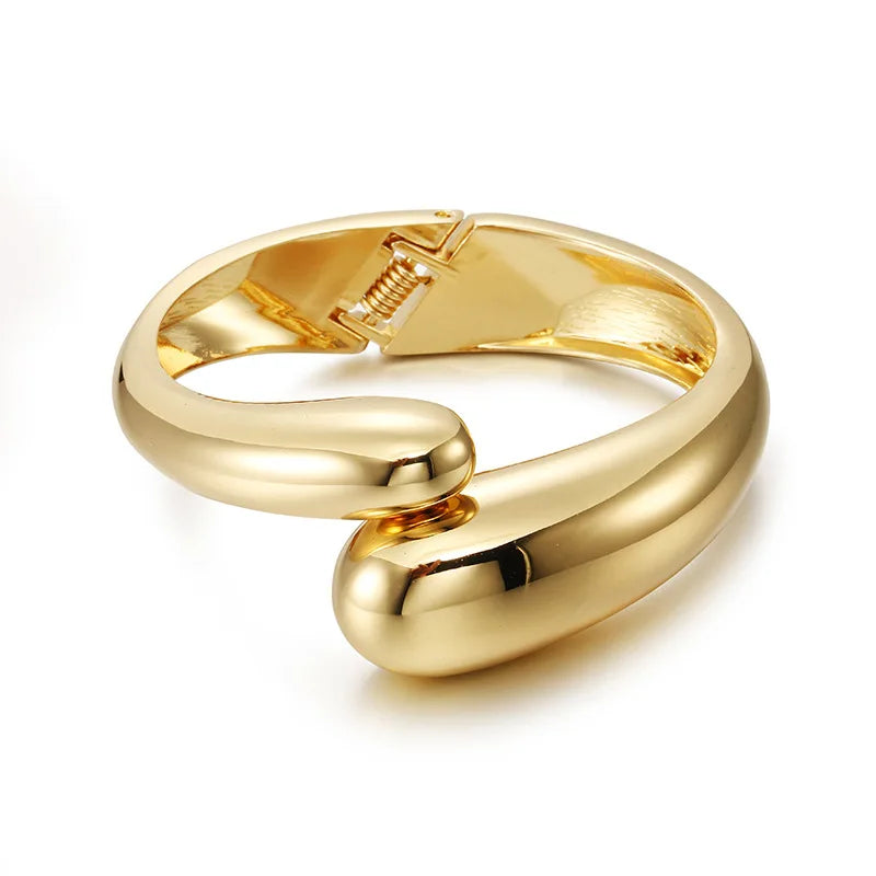 New Simple Gold Plated Open Chunky Bangles Bracelet Trendy Sparkling Cuff Bangle to My Daughter