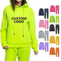 Oversized Wholesale Custom Heavyweight Polyester Cotton Plain Hoodies Sweatpants Suit Set for Women