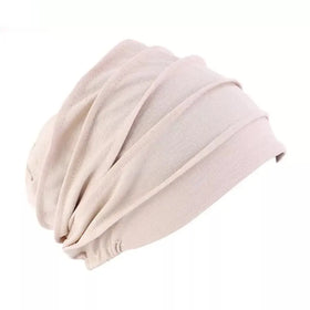 Stretchy Slouchy Wrap Bonnet Plain Cotton Cap Match Hijab Muslim Turban Hats for Lady