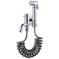 Brass Chrome Plated Wall-mounted Nozzle Women's Washing Set Modern Toilet Companion Small Faucet Dark Gray TPU Spring Tube