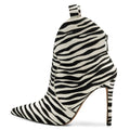 2021 Fashion Pointed Toe Zebra Short Boots for Women