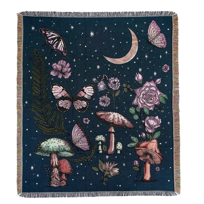 Wholesale Custom Cotton Jacquard Multi-functional Sofa Camping Anime Picnic Woven Throw Boho Tapestry Blanket