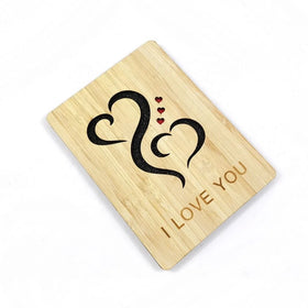 Laser Cut Engraved Bamboo Wooden Happy Greeting Cards Personalised Father's Day Bamboo Birthday Card Wood Post Card