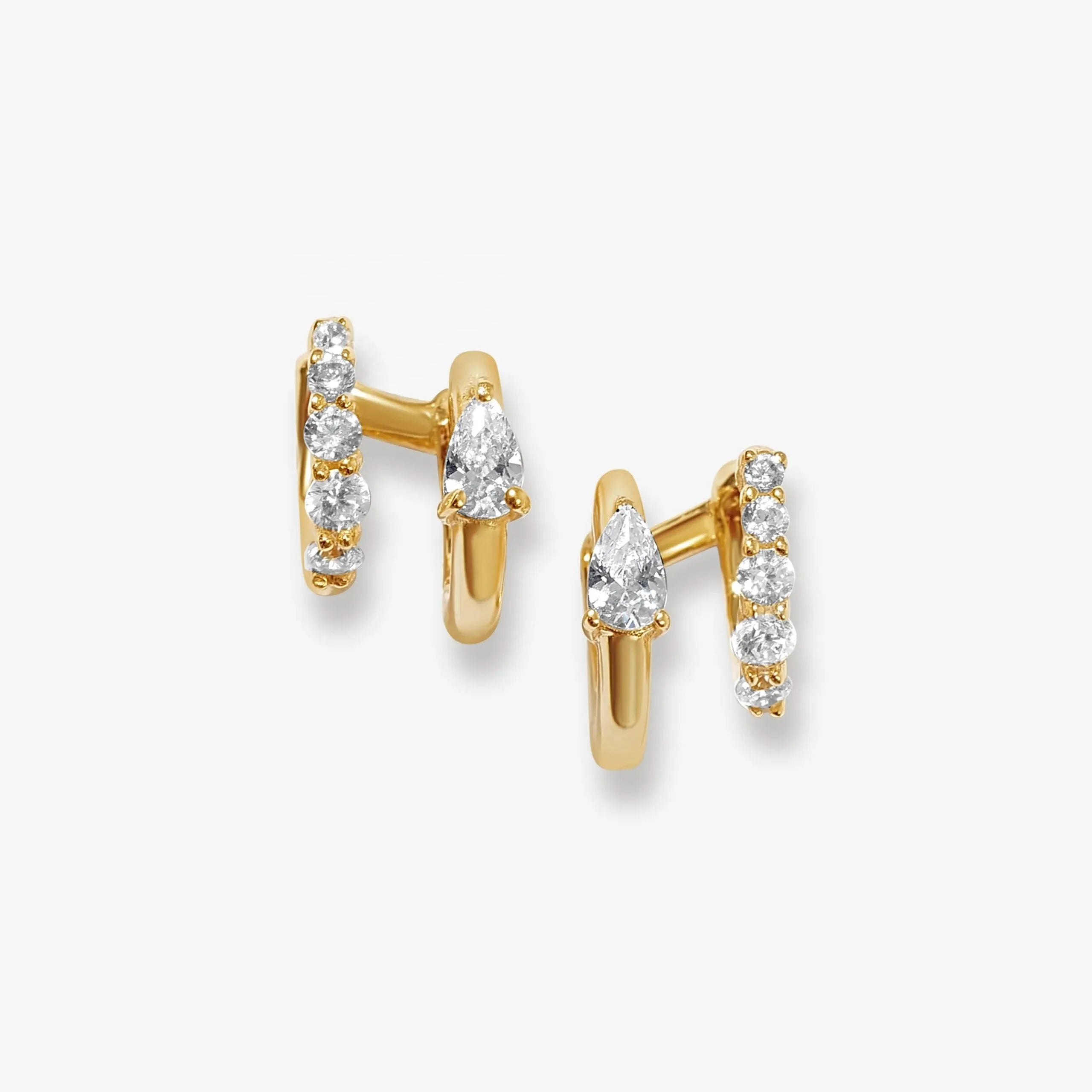 LOZRUNVE Wholesale Jewelry Gold Fashion Diamond Crystal Double Hoop Earring Silver 925