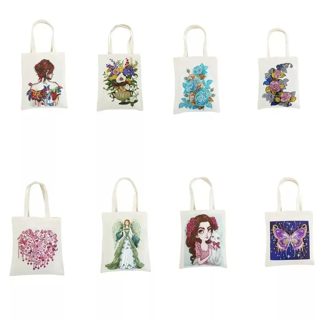 Fashion Shopping Bag DIY Sticker Diamond Painting Art Crystal Tote Bag Advertising Canvas Bag Embroidered Handbag Factory Custom