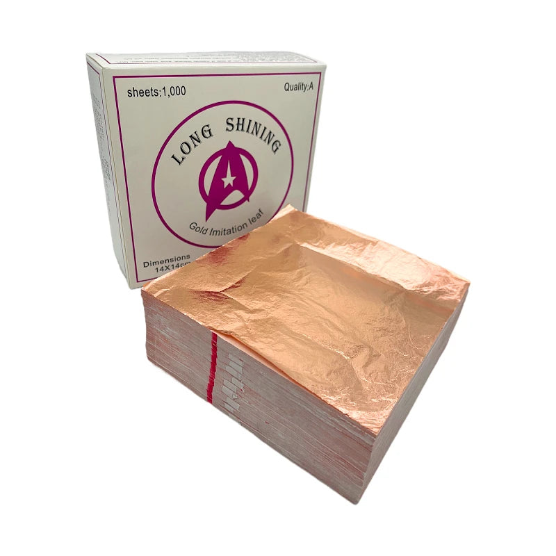 High Quality 1000 Pieces 14 X 14 cm Pure Copper Leaf Gilding Decorating Furniture Art Crafts Painting Genuine Copper Foil