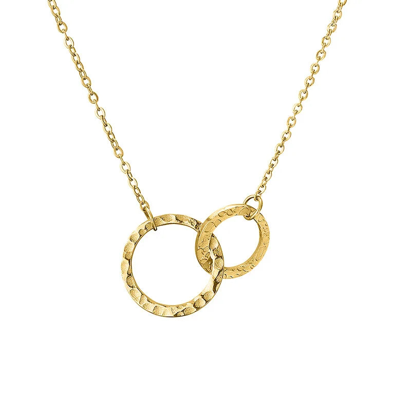 316 Stainless Steel Double Rings Interlocking Circles Linked Pendant Two Circle Necklace