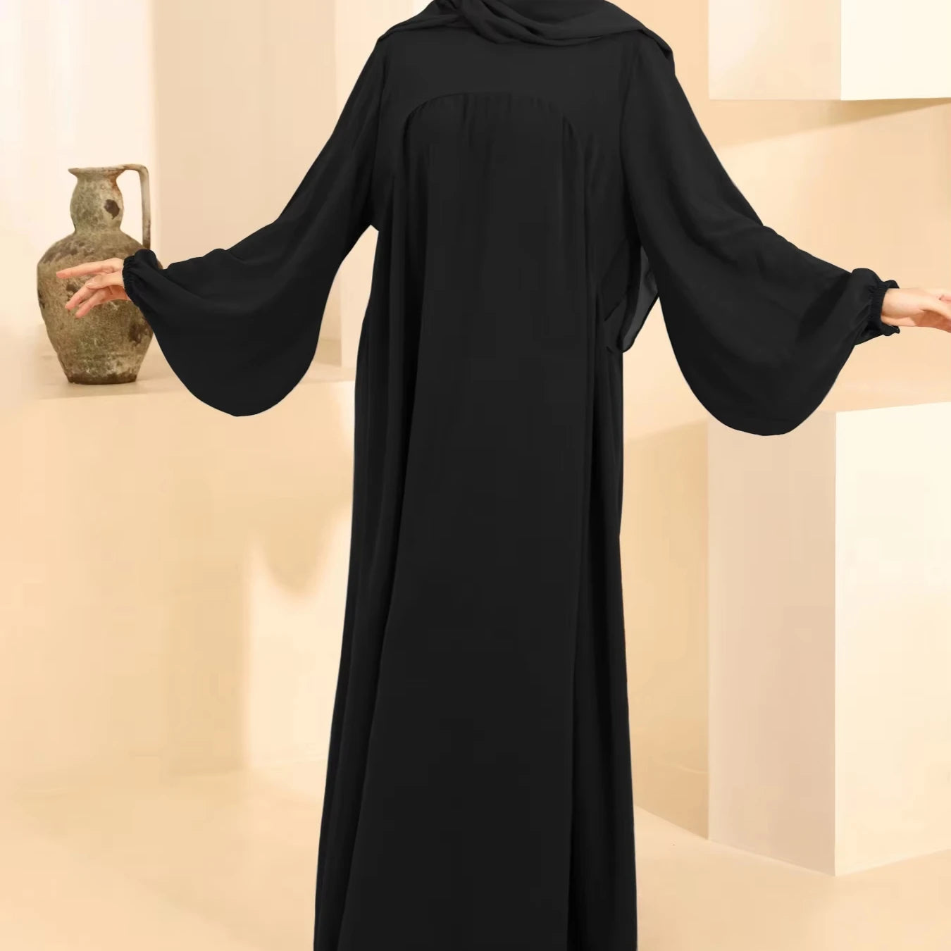 Loose Turkey Dubai Abaya Muslim Women Dress Wrinkle Hijab Dress Abaya Femmes Robe Musulmane Islamic Clothing