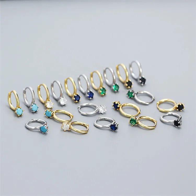 SP High Quality Minimalist Zircon Hoops Jewelry 18K Gold Plated Multi Color Diamond Hoop Earrings