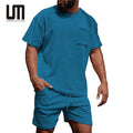 Liu Ming Popular Products for 2025 Spring Summer Men Casual Corduroy Sportswear T Shirts Shorts Suits