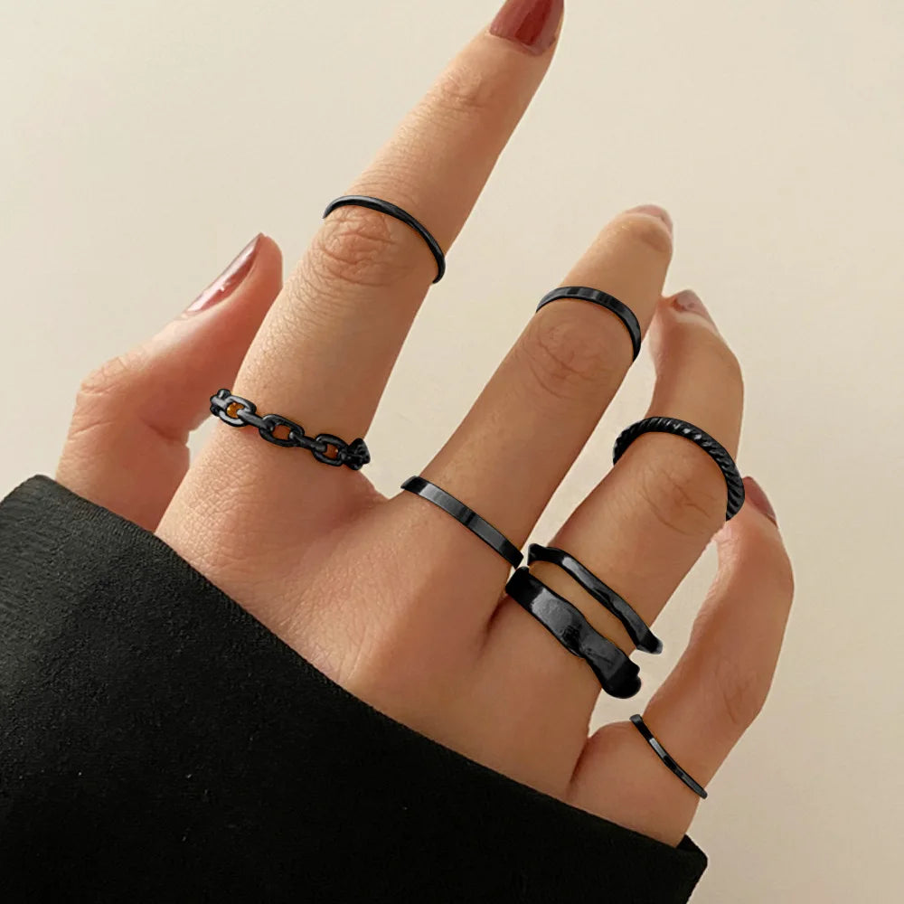 Wholesale Rings Fashion Gold Plated Ring Set For Women Metal Circle Knuckle Rings Trendy Jewelry 2022