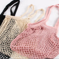 Eco-Friendly Reusable Canvas Net Shopping Bag Portable Mesh Grocery Tote Bag for Beach Market Daily Use