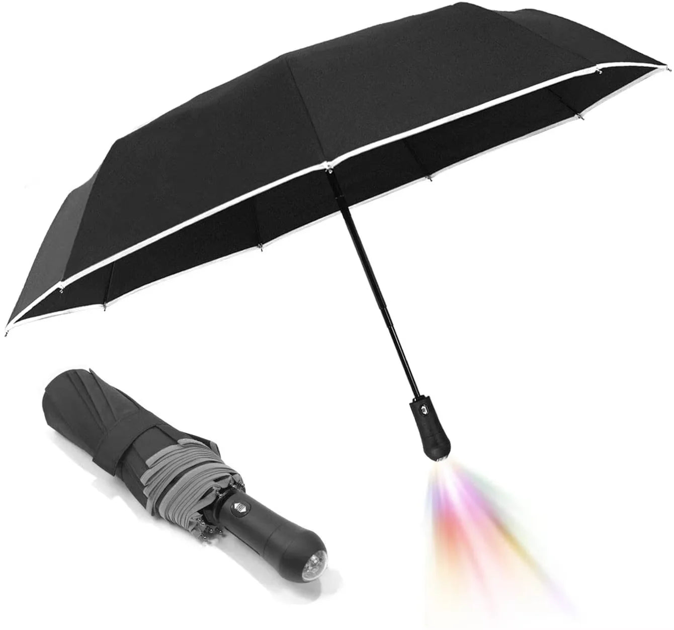 Top Selling  custom logo promotional travel Led Light Night black folding Umbrellas Business Gift LED umbrella