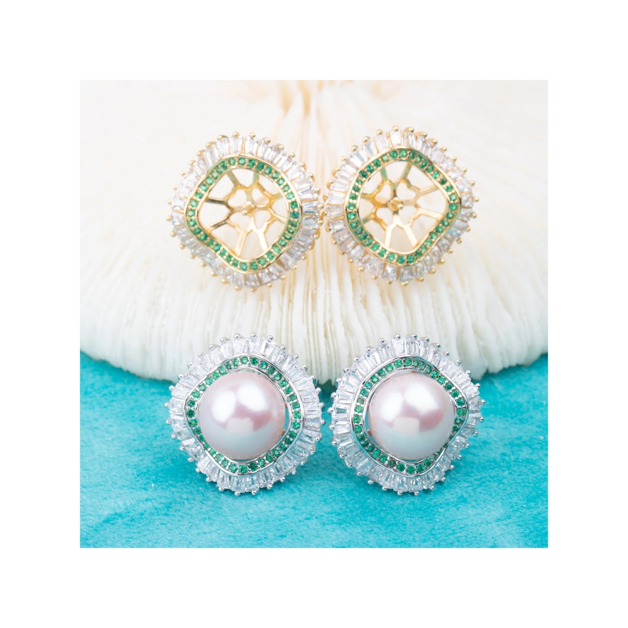E010793 S925 Pearl Earring 925 Sterling Silver DIY 7-8mm Natural Freshwater Pearl Stud Earring for Women