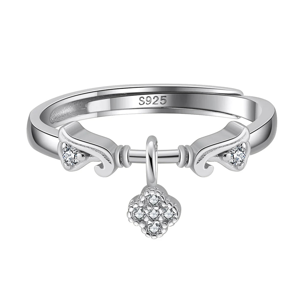 RINNTIN BSR334 Fashion Unique Design Women Rings S925 Sterling Silver Flower Charm Adjustable Ring for Girls