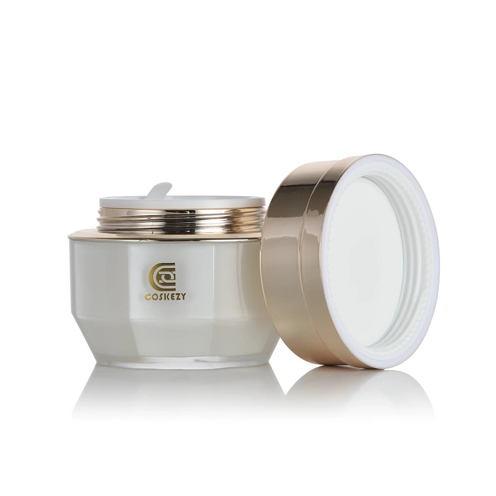 Luxury Double Wall 30gram Round Plastic Cream Jars with Fancy Gold Plating Lid for Cosmetic Packaging