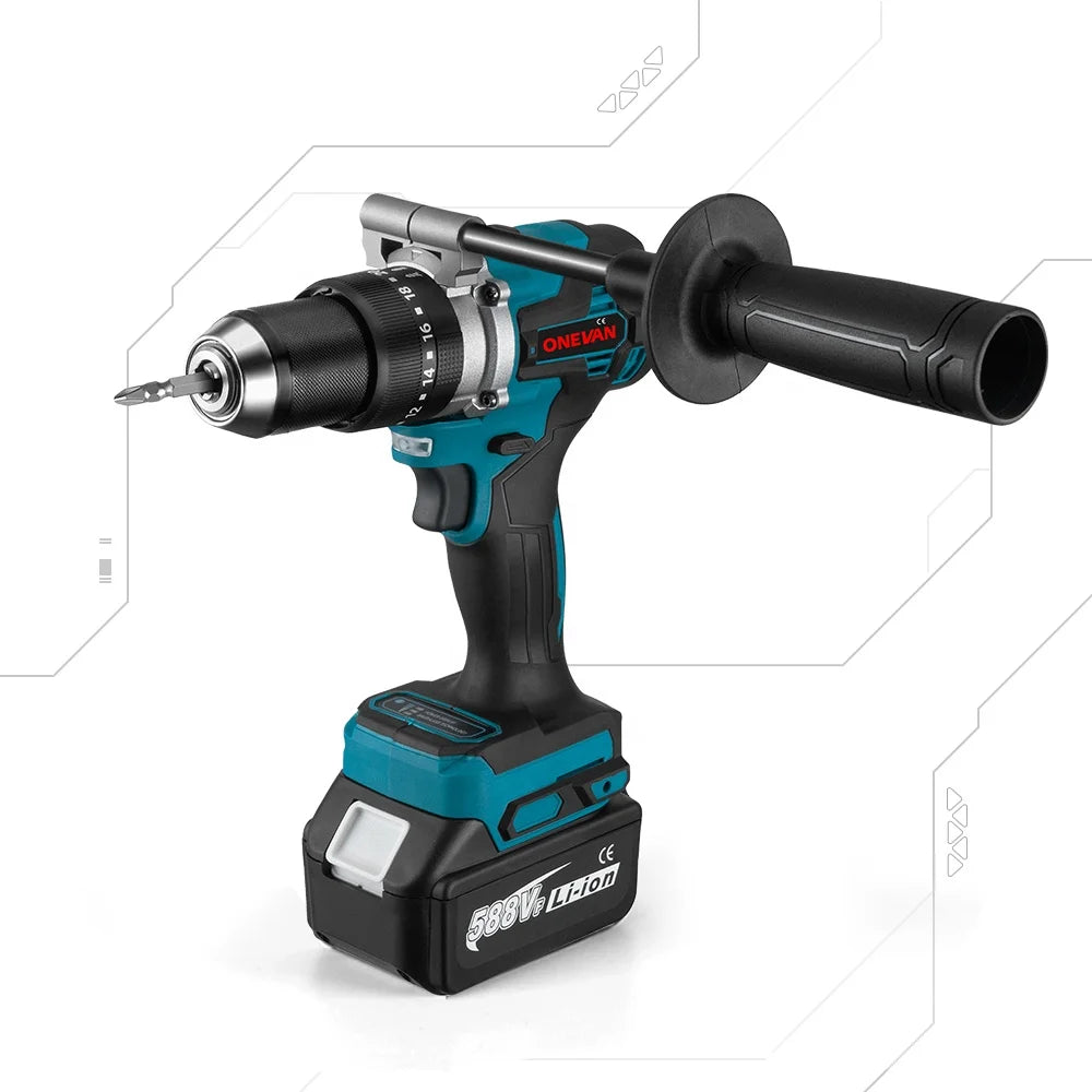 1500W Brushless Electric Impact Drill 20+3 Torque 3in1 Electric Screwdriver Hammer Drill Power Tools for Makita 18V Battery DIY