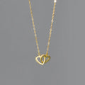 Fashion Jewelry 925 Sterling Silver Heart Zircon Necklace Hollow Two Double Hearts Pendant Gold Plated Necklaces for Women