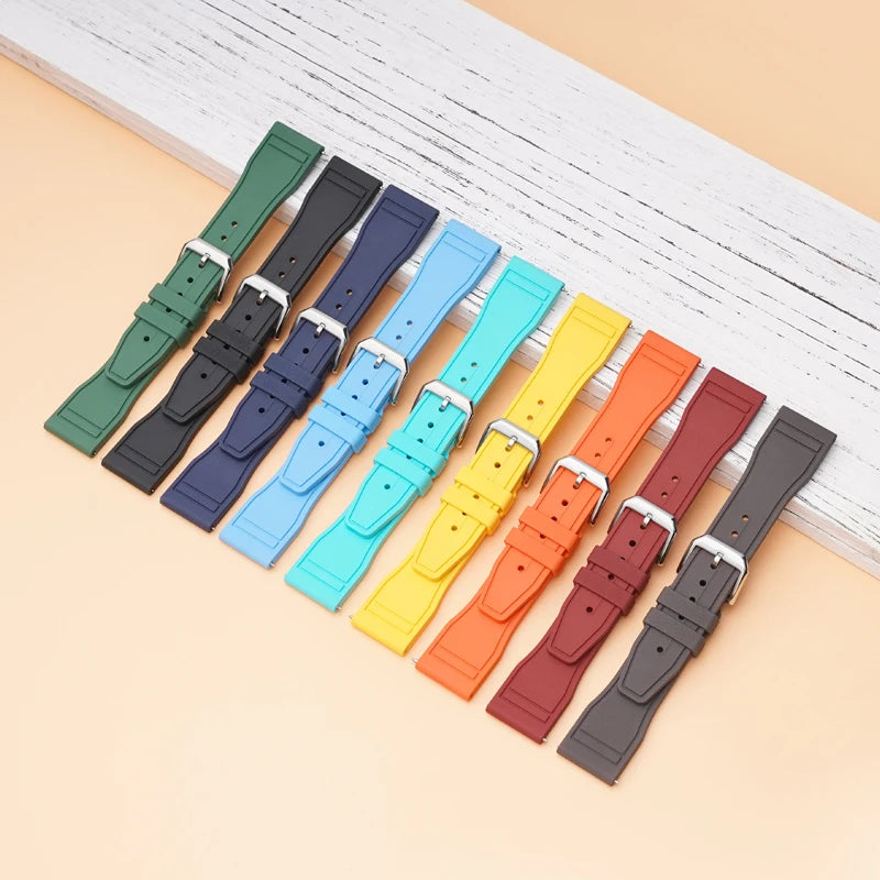 Latest Design Diver FKM Rubber Watch Band Quick Release Vulcanized Soft Silicone Watch Straps for iwc Universal Watch 20 21 22mm