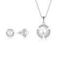 QX CUSTOM OEM Women Luxury 925 Sterling Silver Pearl Earrings Necklaces Fine Cubic Zircon Jewelry Jewelry Set Woman Gift