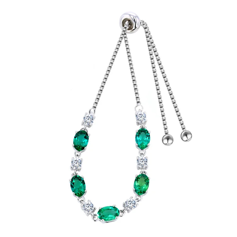 Starsgem 2020 Fashion Silver Bracelet Jewelry Lab Emerald Silver Bracelet Jewelry