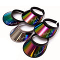 Clear Iridescent Colored Plastic PVC Sun Visor Hats Adjustable Sport Beach Golf Cap