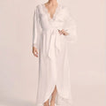 8282 Women Long Satin Robe Lace Trim Kimono Dressing Gown Silk Bridal/Bridesmaid Robe