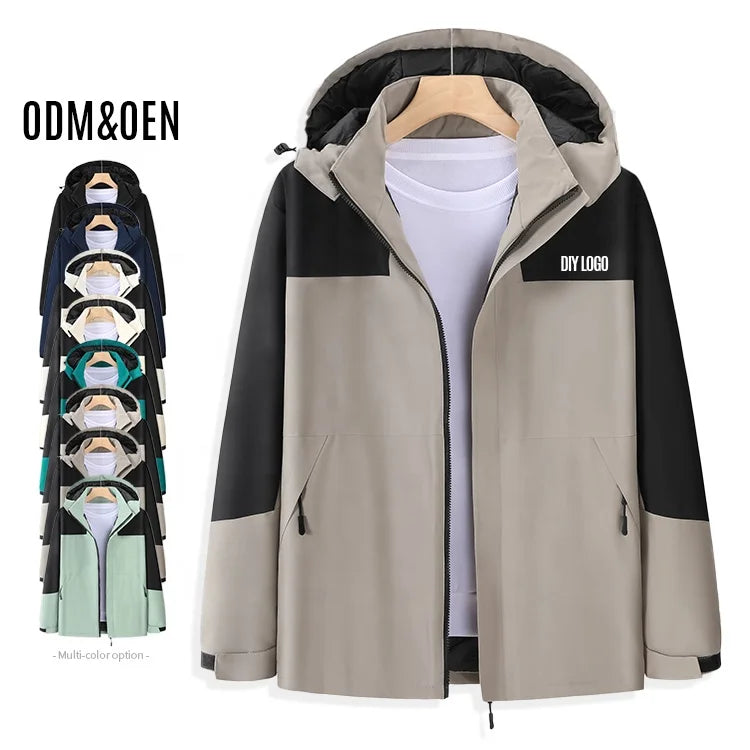 Customized Men's Windproof and Waterproof Sports Cardigan Hooded Zipper Mountaineering Women's Mountaineering Jacket Men's Jacke