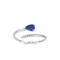 New Trendy Water Drop Zircon Open Ring for Women 925 Sterling Silver Popular Diamond Ring Fine Jewelry